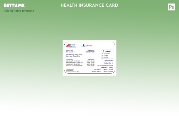 Модерен стил Шаблон за картичка за здравствено осигурување во Сингапур